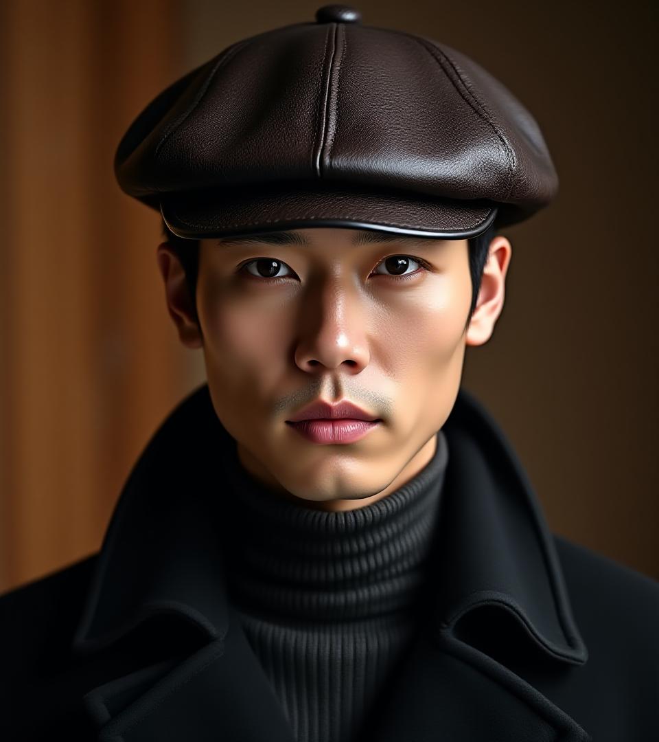 Classic leather newsboy cap heritage style